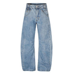 Trendy Constructed Vintage Blue Scimitar‑Leg Jeans