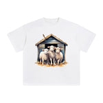 Three Sheep In Small House Graphic Tee-INNBLAC Fashion Apparel