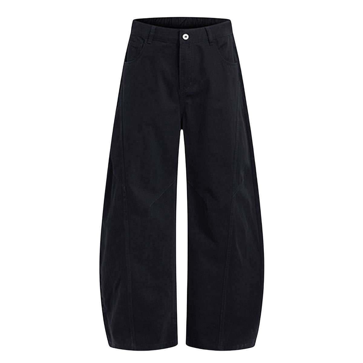 Pantalones de algodón con pierna ancha y color liso