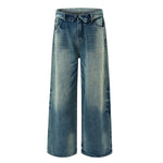 Fold Waist Wide Leg Jeans