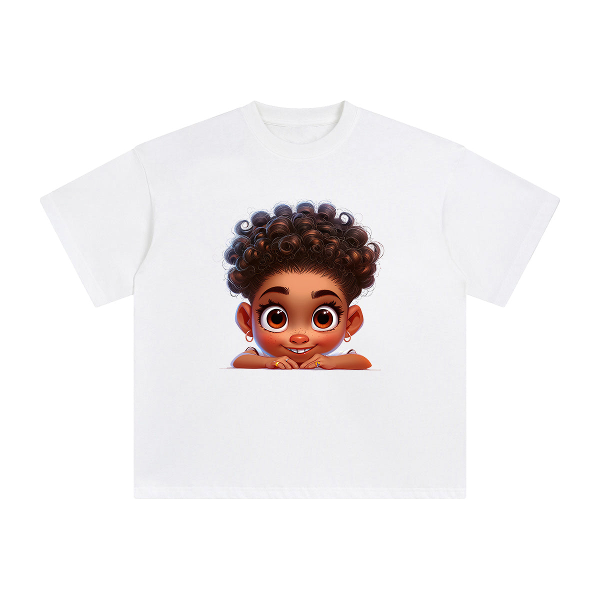 Peeking Boo Girl Graphic Tee-INNBLAC Fashion Apparel