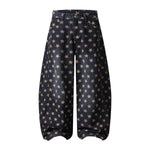 Vintage Star Print Loose Wide-Leg Denim Pants