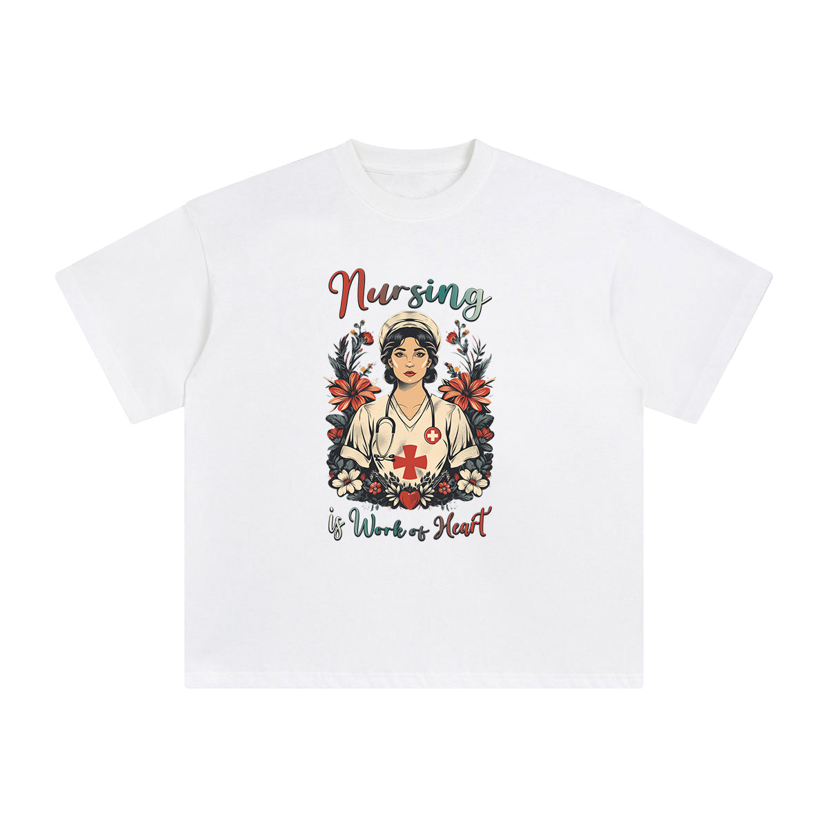 Nursing Is Work Of Heart Graphic Tee-INNBLAC Fashion Apparel