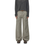 Deconstructed Curved Wide‑Leg Cargo Pants