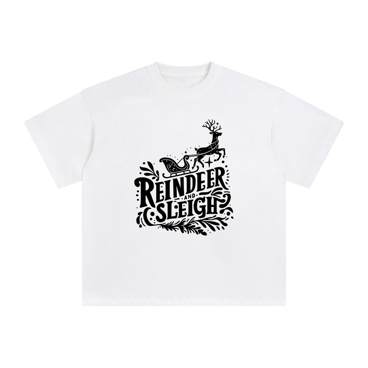 Reindeer And Sleigh Graphic Tee-INNBLAC Fashion Apparel