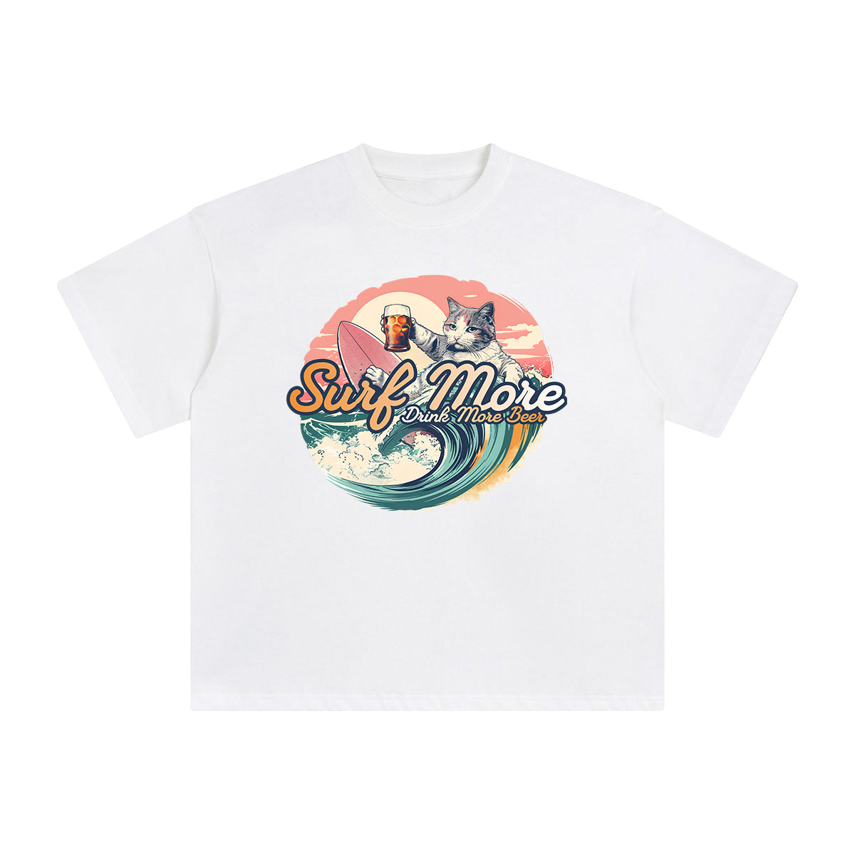 Surf More And Drink More Beer Graphic Tee-INNBLAC Fashion Apparel
