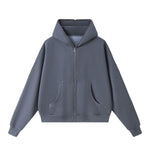 Vintage Washed Boxy Full Zip Hoodie Jacket