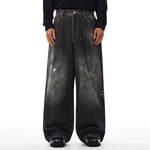 Paint Splatter Vintage Washed Straight Leg Jeans