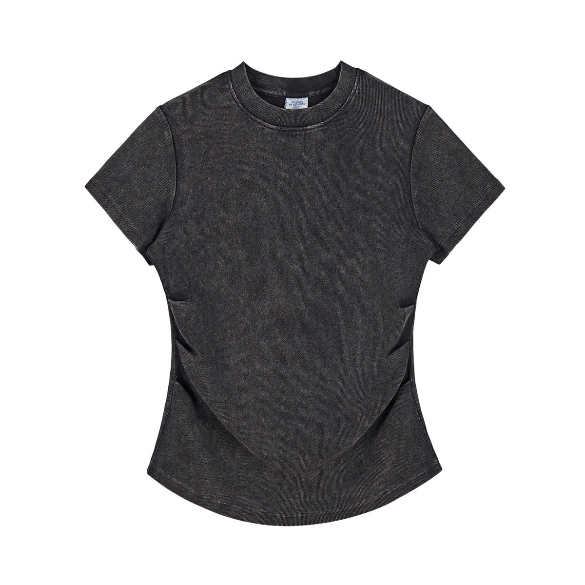 Camiseta de algodón lavado, corte entallado y cintura plisada, 8.4 oz