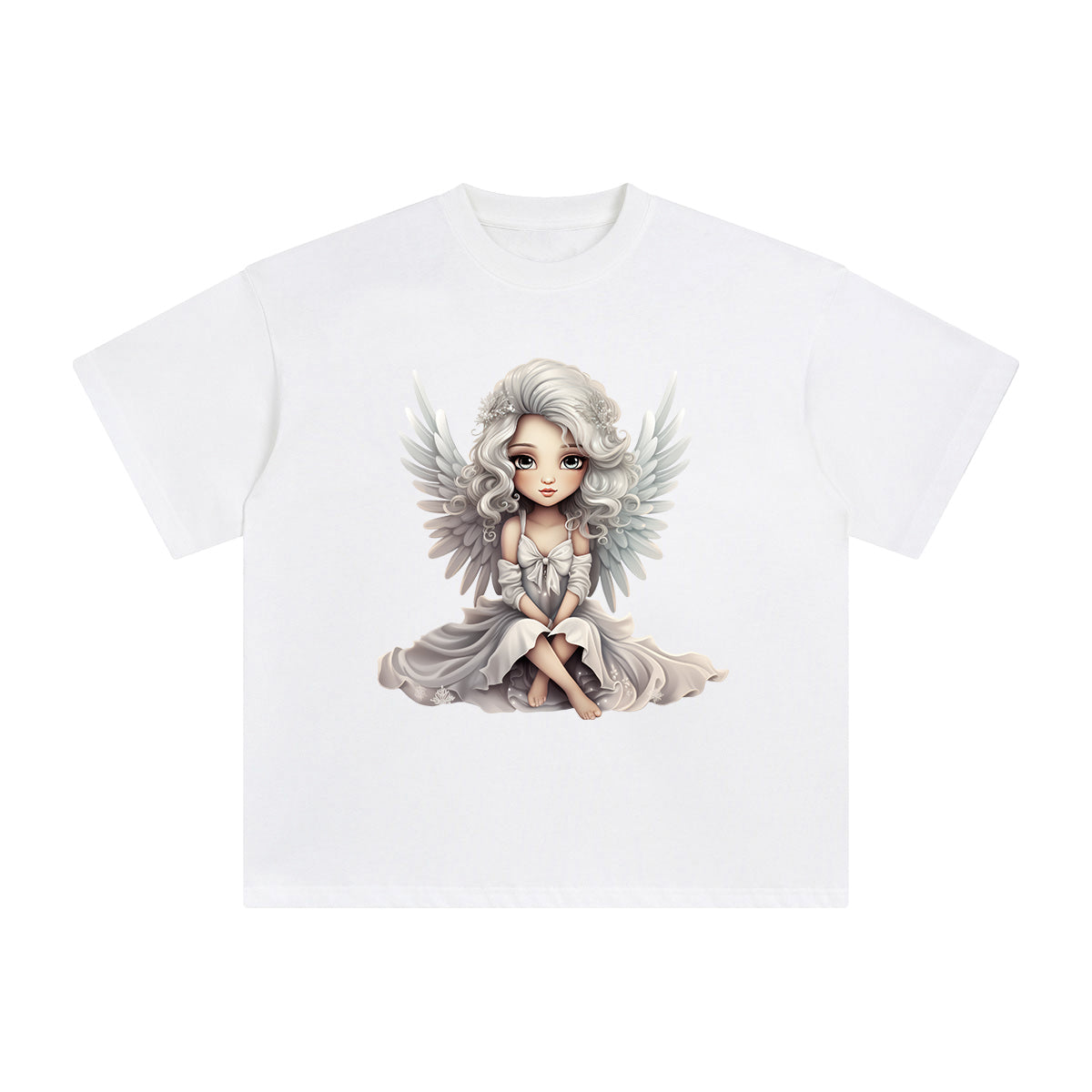 Silver Christmas Angel Graphic Tee-INNBLAC Fashion Apparel