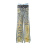 Streetwear Washed Distressed Straight Leg Jeans