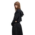 Ruched Waist Cotton Cropped Hoodie