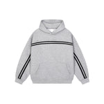 Snow Wash Broken-Seam Color Contrast Webbing Fleece Hoodie