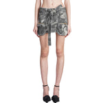 Belted Denim Cargo Mini Skirt