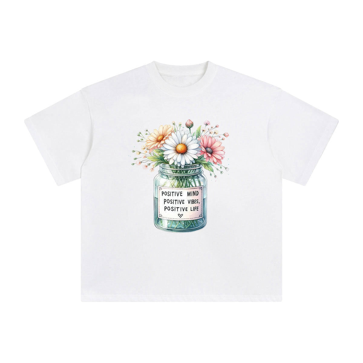 Positive Mind Positive Vibes Positive Life Jar Graphic Tee-INNBLAC Fashion Apparel