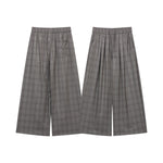 Vintage Plaid Wide Leg Drape Trousers