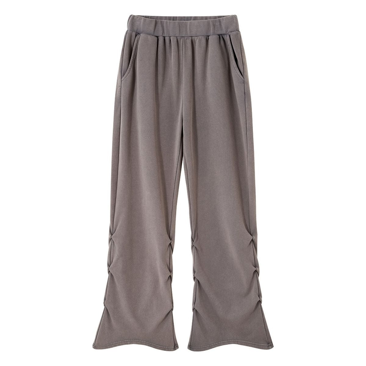 Vintage Washed Ruched Flared Casual Pants