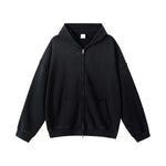 Cotton Vintage Distressed Gradient Raw‑Edge Zip Hoodie