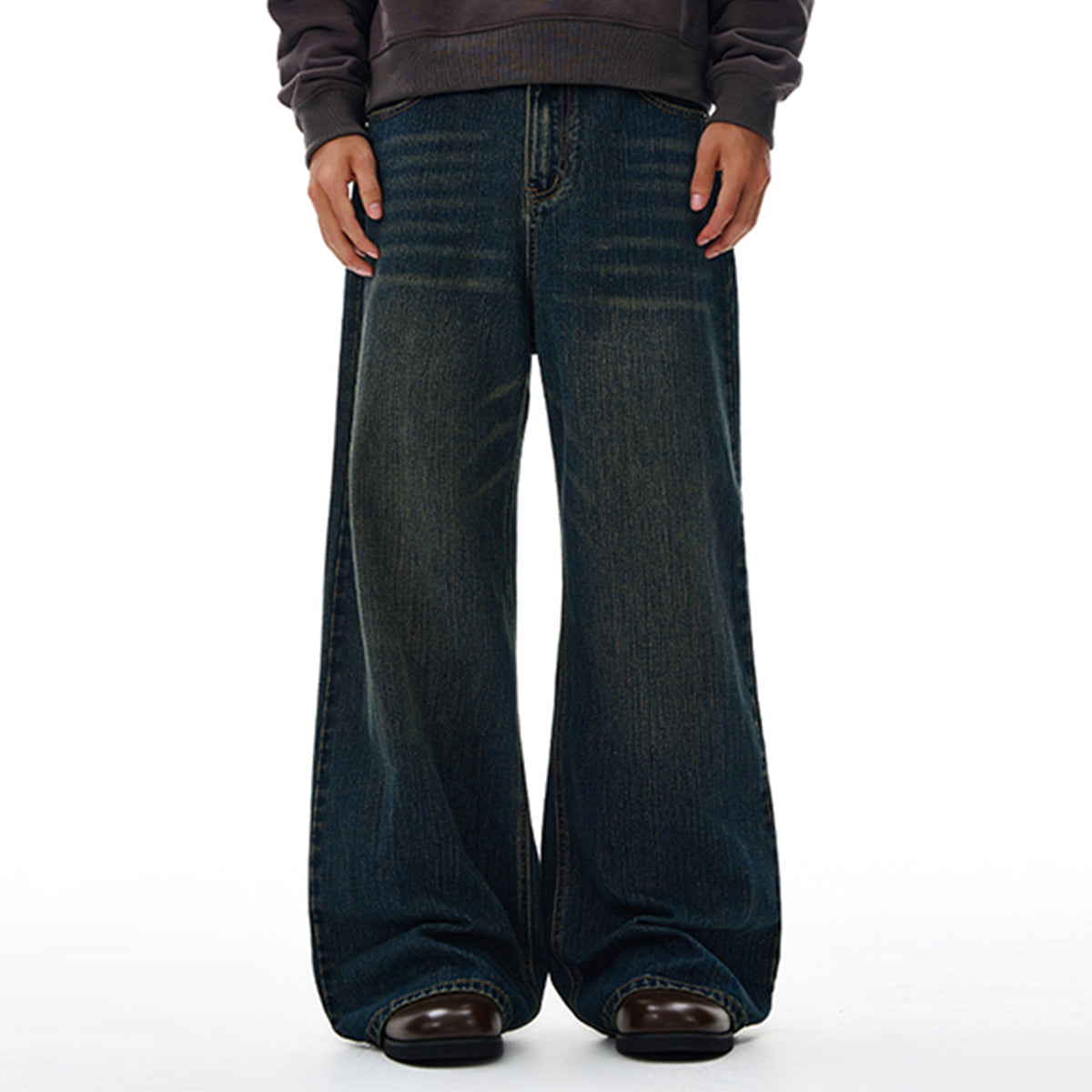 Comfort Fit Vintage Blue Wide Leg Everyday Jeans