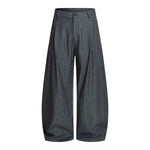 Vintage Stripe Barrel-Leg Tailored Trousers
