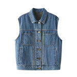 Classic Blue Sleeveless Denim Trucker Vest
