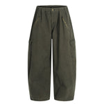Men's Vintage Punk Cargo Pants â€?Wide-Leg, Zipper & Pockets