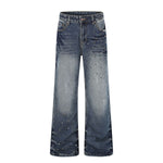 Rivet Lightning Pattern Micro Flare Vintage Denim Jeans