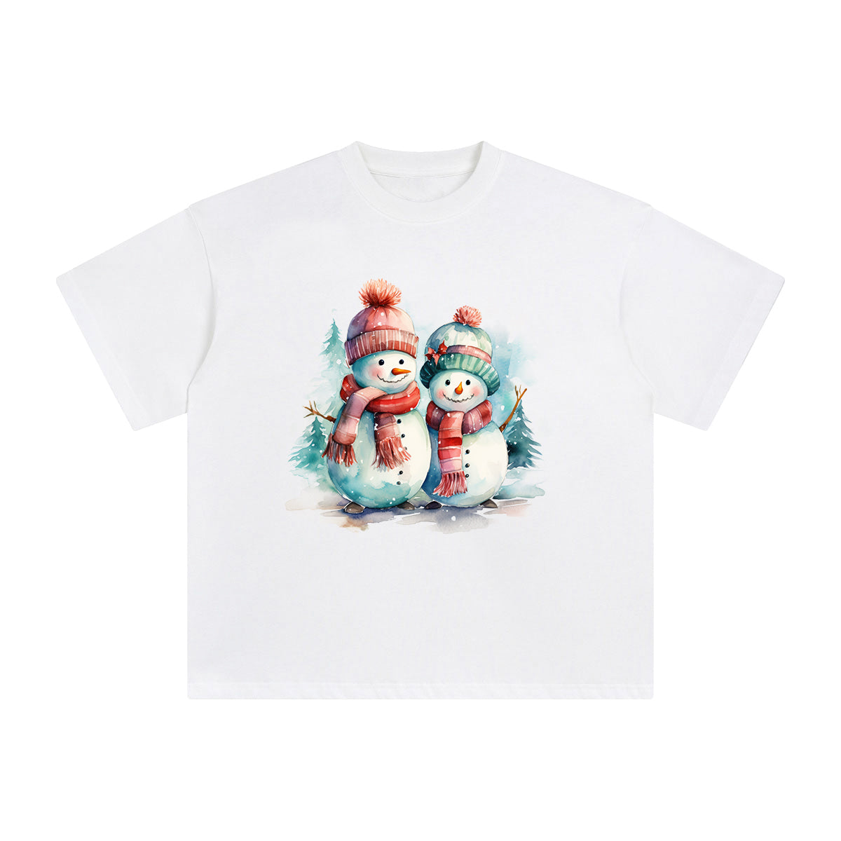 Christmas Couple Snowman Graphic Tee-INNBLAC Fashion Apparel