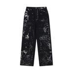 Smoke Rise Graffiti Black Wide-Leg Printed Jeans