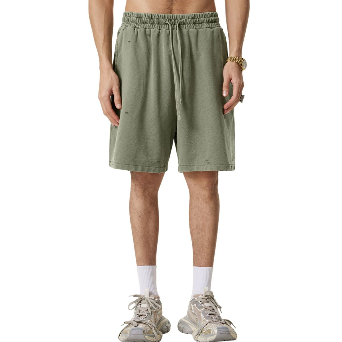 Pantalones cortos destructivos con lavado vintage