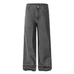 Washed Solid Baggy Wide Leg Workwear Pants
