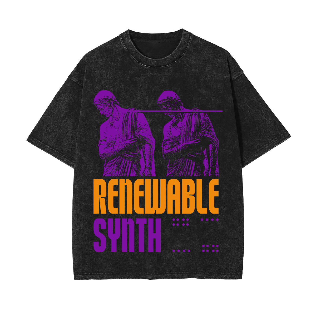 Synth Streetwear Brutalism Graphic Stone Wash Tee-INNBLAC Fashion Apparel