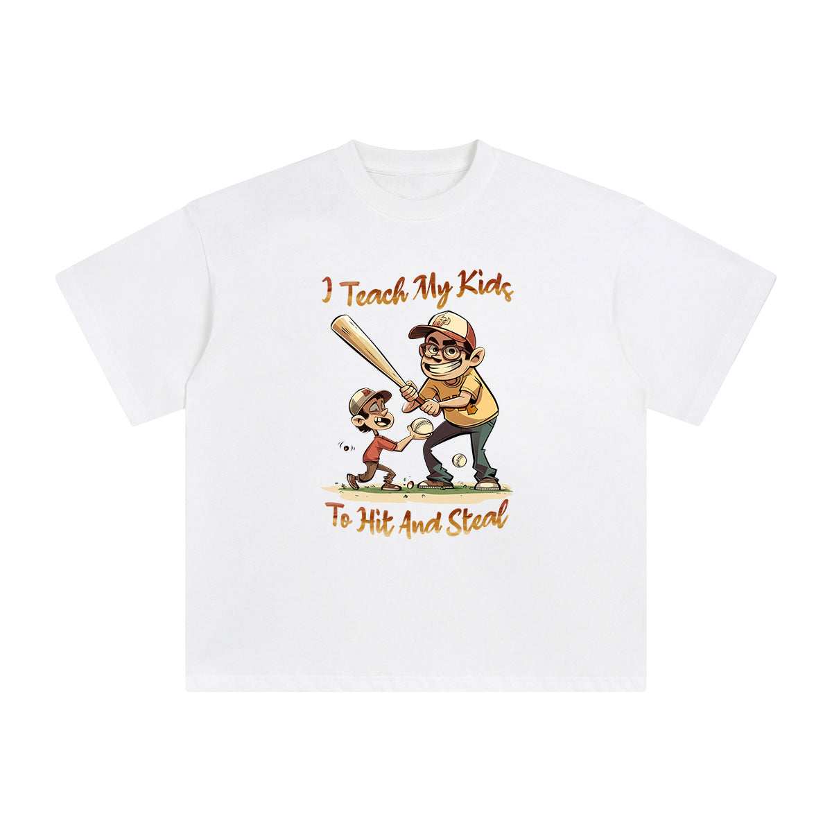 Dad & Son Playing Baseball Graphic Tee-INNBLAC Fashion Apparel