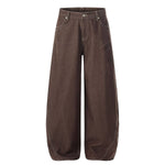 Vintage Washed Curved Seam Baggy Wide-Leg Cargo Jeans