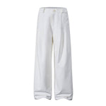 Premium Plain Pleated Seam Drape Wide Fit Stretch Pants