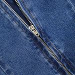 Falda vaquera con bordado de perlas y lavado vintage