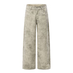 Marble Print Loose Straight Trousers