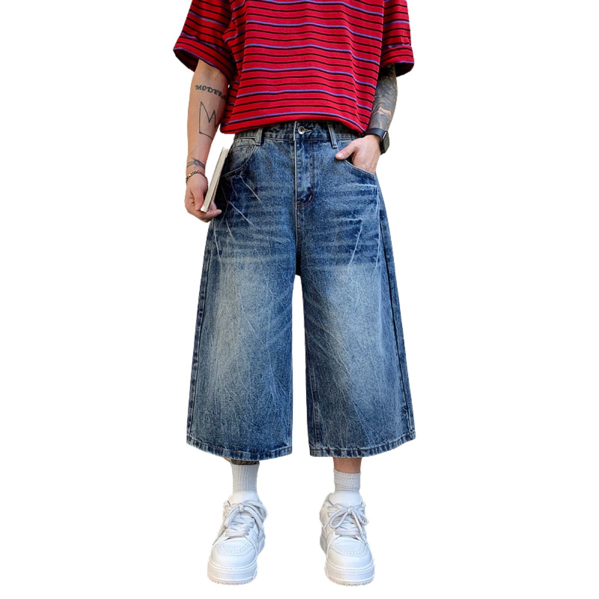 Bermudas con lavado vintage y salpicaduras de tinta