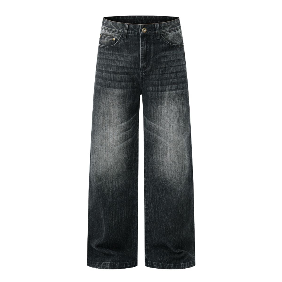 Vintage Washed Black Wide‑Leg Jeans