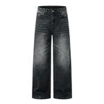 Vintage Washed Black Wide‑Leg Jeans