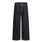 Men's Original Denim Loose Wide-Leg Straight Pants with Contrast Stitching