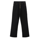 Button Fly Wide Leg Denim Jeans