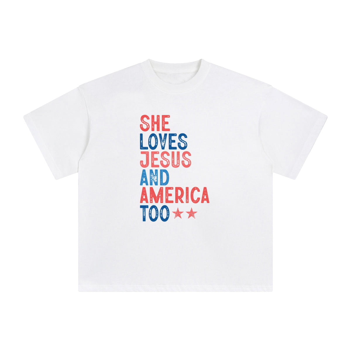 She Loves Jesus & America Too Graphic Tee-INNBLAC Fashion Apparel
