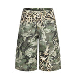 Camo Leopard Print Multi-Pocket Cargo Bermuda Shorts