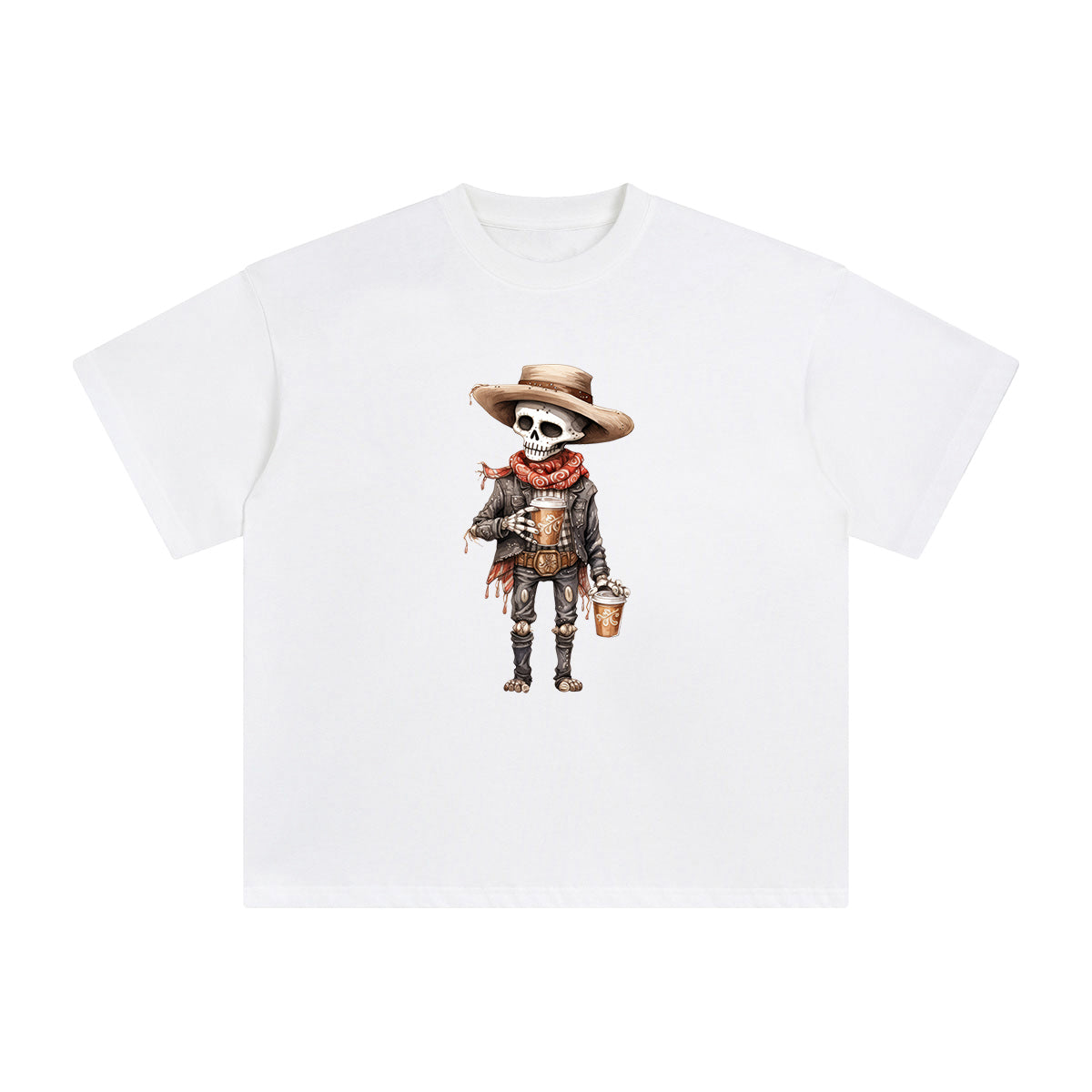 Cowboy Drinking Coffee Graphic Tee-INNBLAC Fashion Apparel