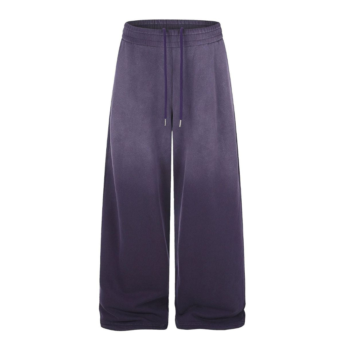 Vintage Washed Distressed Gradient‑Purple Relaxed Wide‑Leg Trousers