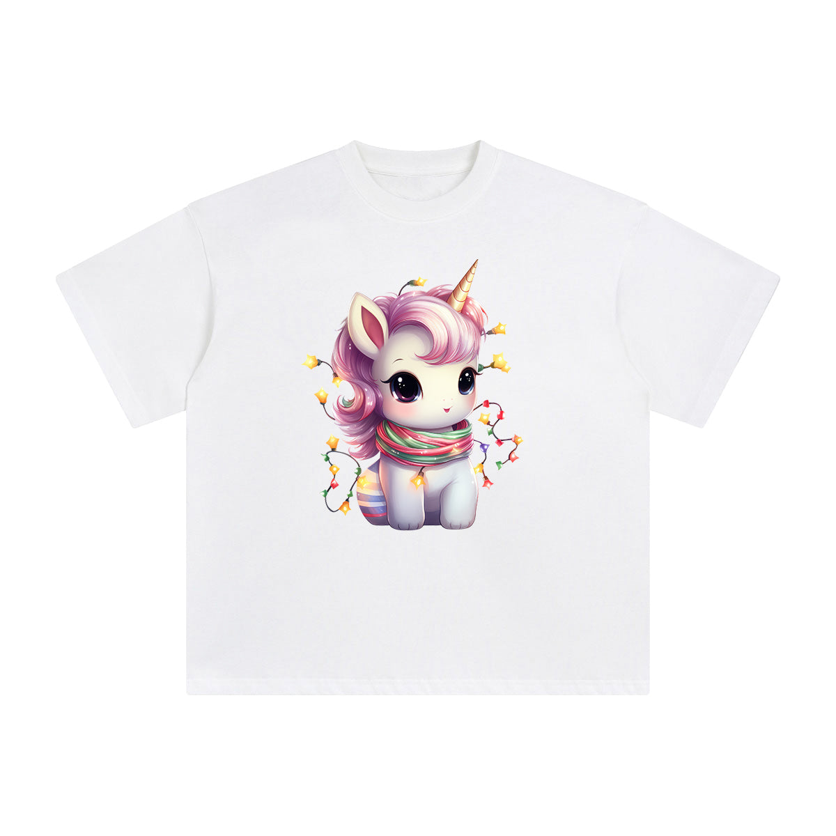 Pastel Christmas Baby Unicorn Graphic Tee-INNBLAC Fashion Apparel