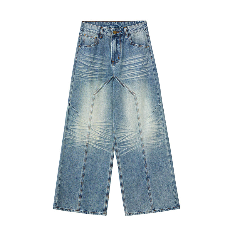 Blue Baggy Front Seam Jeans