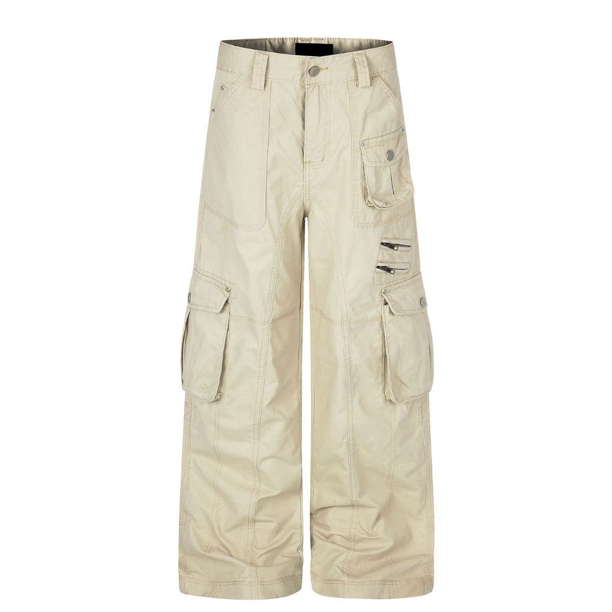 Constructed Multi-Pocket Wide Leg Cargo Trousers