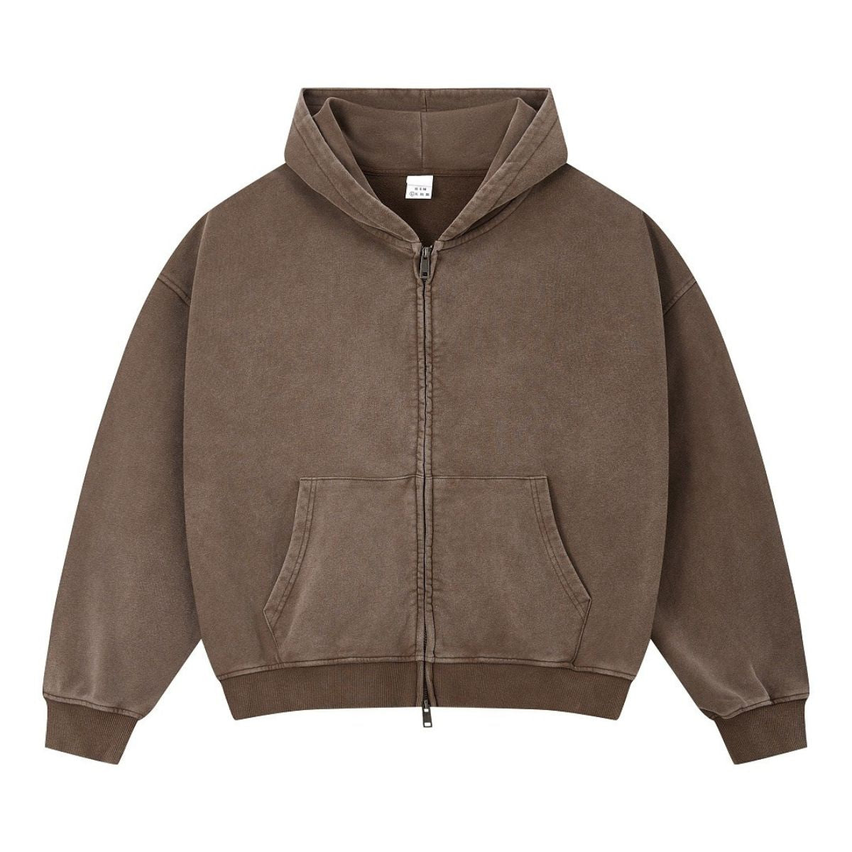 Vintage Relaxed Drop‑Shoulder Zip‑Up Hoodie